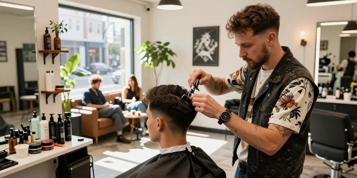 rokok88 login with a barber expertly styling hair in a modern, inviting barbershop environment.