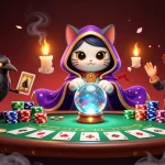 Experience the thrill of online blackjack jokaroom with a mystical cat and vibrant gaming elements.